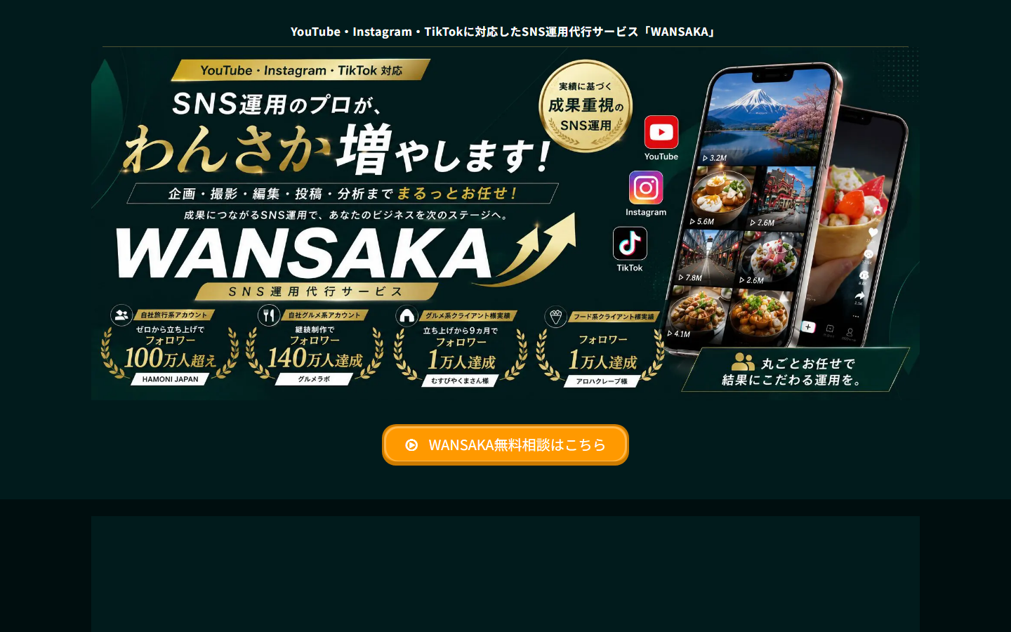 WANSAKA公式ページのイメージ