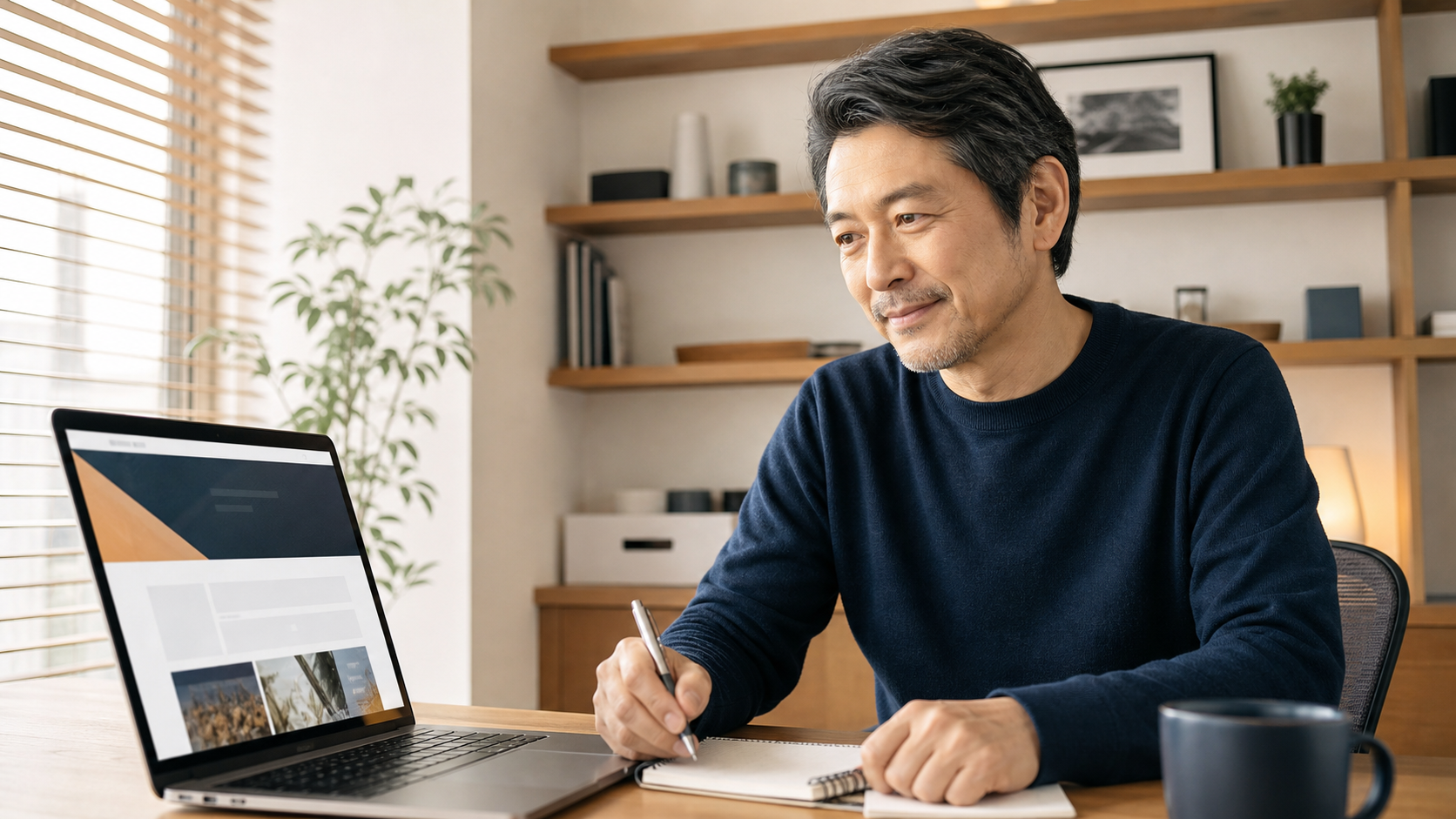 40代からWordPressとWebデザインを学ぶ男性
